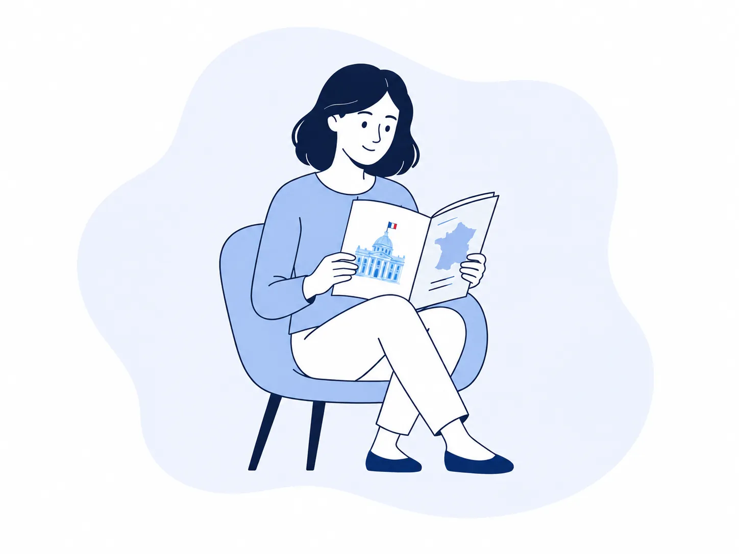 Personne qui révise les notions essentielles de l’examen civique