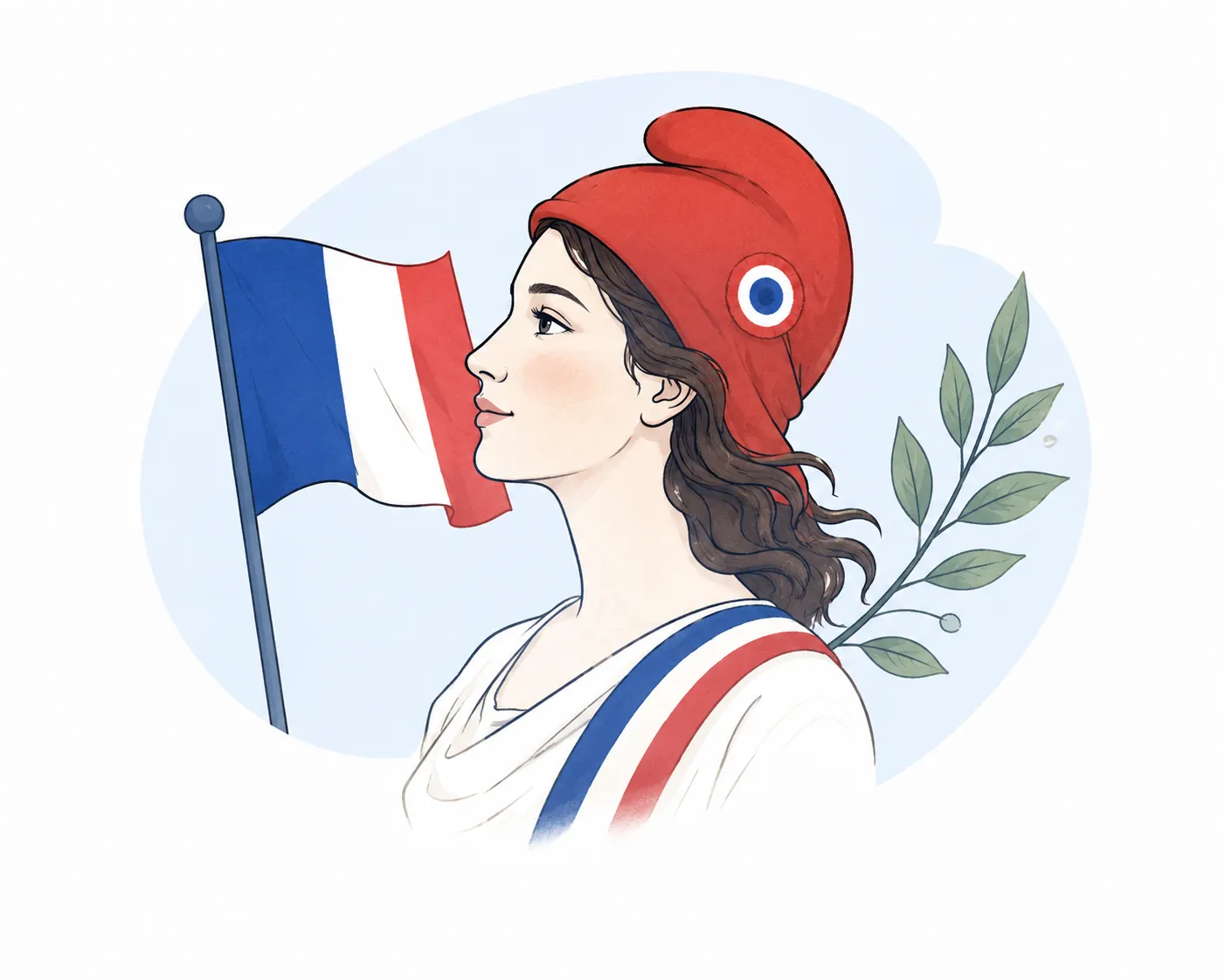 Illustration des principes, valeurs et symboles de la République française